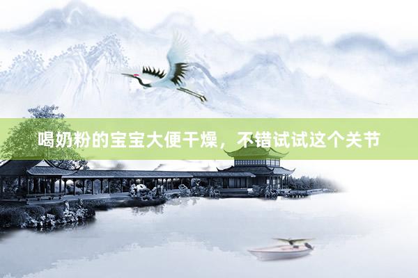 喝奶粉的宝宝大便干燥，不错试试这个关节
